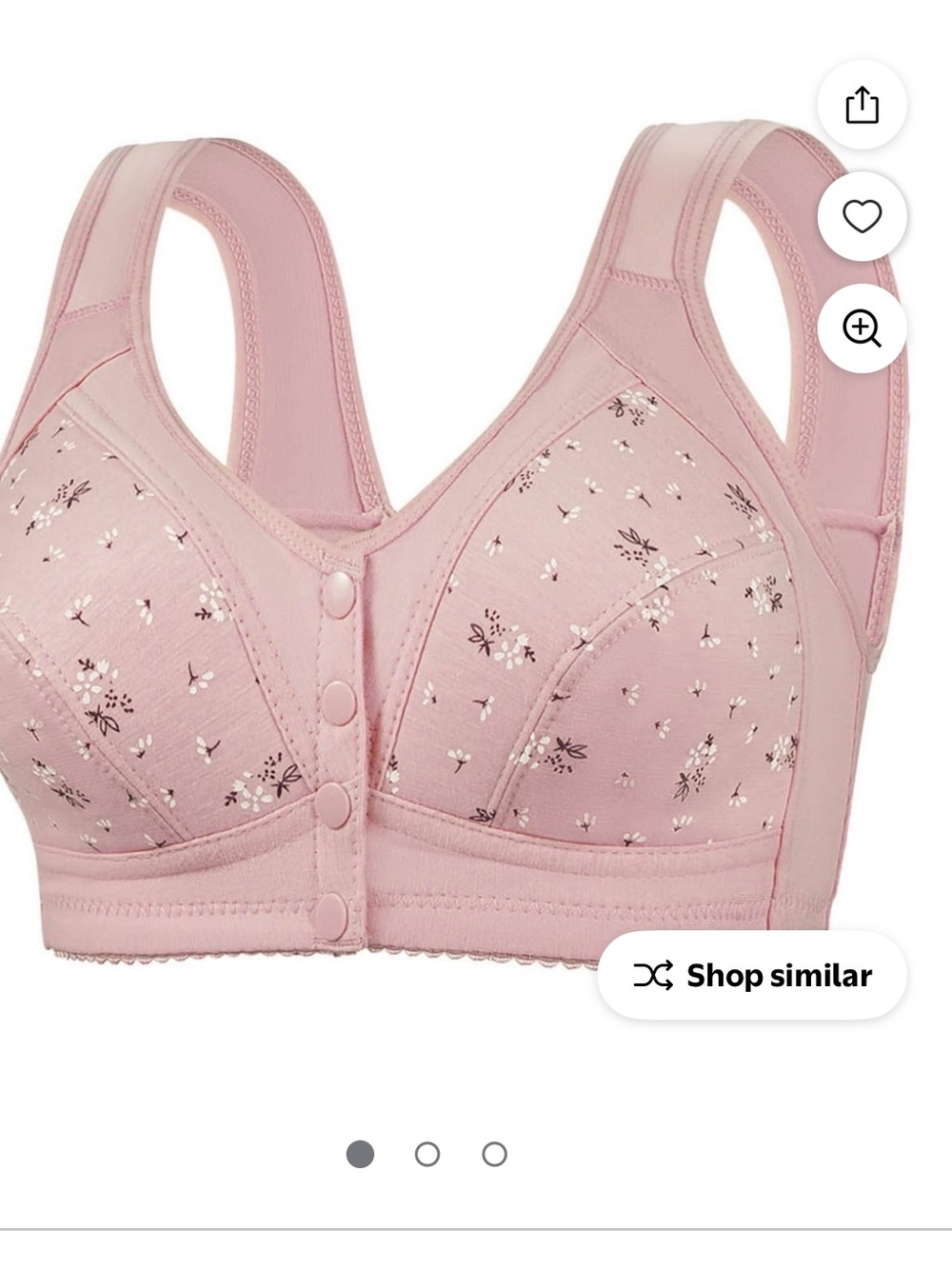 Front-Closure Floral Support Bra in Dusty Pink